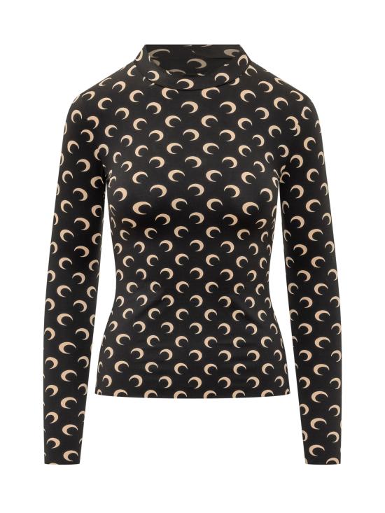 26SS 마린세르 문 프린티드 저지 세컨드 스킨 하이넥 탑 WTS005ACJER0001 IT99 INVERSE TAN