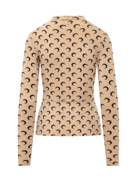 26SS 마린세르 문 프린티드 저지 세컨드 스킨 하이넥 탑 WTS005ACJER0001 TA10 TAN - MARINE SERRE