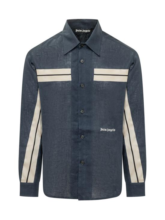 26SS 팜앤젤스 긴팔 셔츠 PMGE04JS26FAB001 4603 NAVY BLUE OFF WHITE