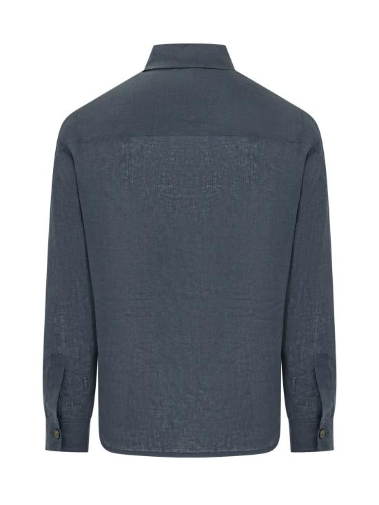 26SS 팜앤젤스 긴팔 셔츠 PMGE04JS26FAB001 4603 NAVY BLUE OFF WHITE - PALM ANGELS