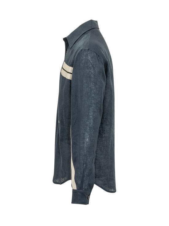 26SS 팜앤젤스 긴팔 셔츠 PMGE04JS26FAB001 4603 NAVY BLUE OFF WHITE - PALM ANGELS