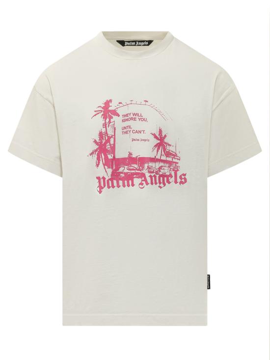 26SS 팜앤젤스 반팔 티셔츠 PMAA109S26JER006 0332 OFF WHITE FUCHSIA