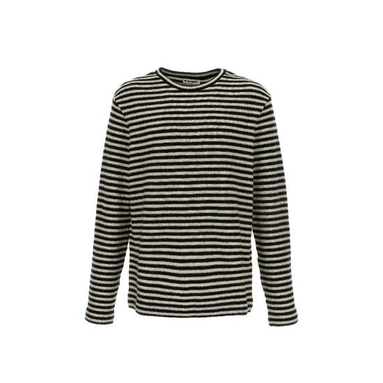  질샌더 긴팔 티셔츠 질 샌더 스트라이프 울 컴팩트 저지 티셔츠 화이트 - JIL SANDER