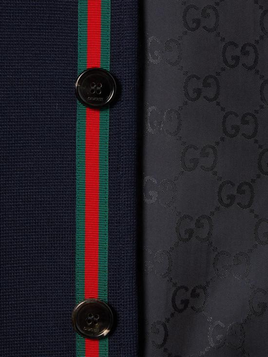  구찌 수트 자켓 다크 블루 저지 코튼 블레이저 카스피안 - GUCCI