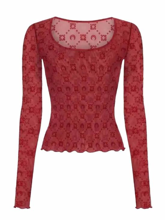 26SS 마린세르 긴팔 티셔츠 WTS018ACJER0005 RD11 Ribbon red