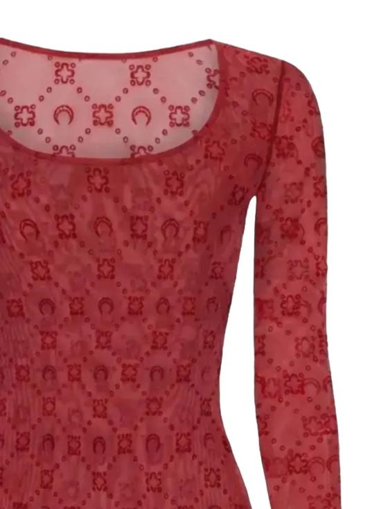 26SS 마린세르 긴팔 티셔츠 WTS018ACJER0005 RD11 Ribbon red - MARINE SERRE