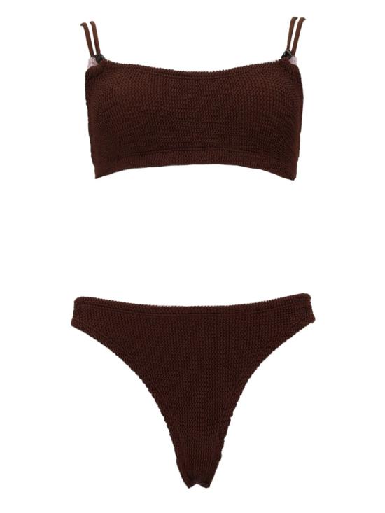 26SS 훈자 지 비키니 수영복 B CASSIE BDD METALLICCHOCOLATE BROWN