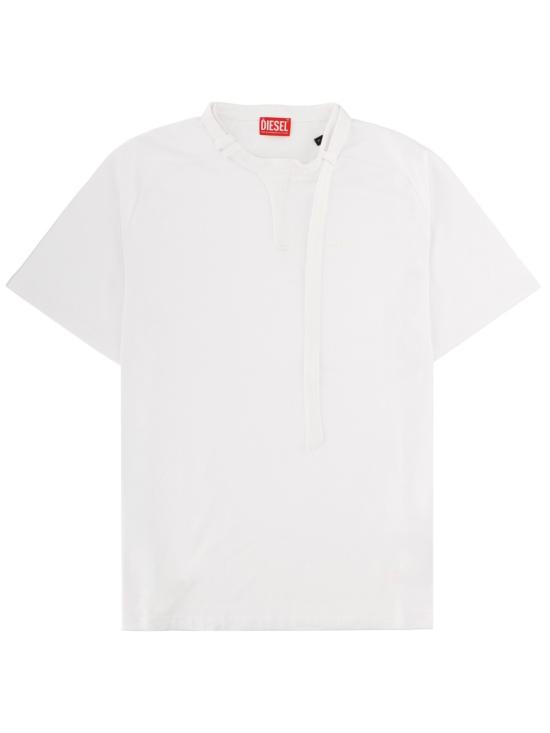 26SS 디젤 T-KAUKO 바이커 넥 스트랩 티셔츠 A22980 0DECG100 WHITE