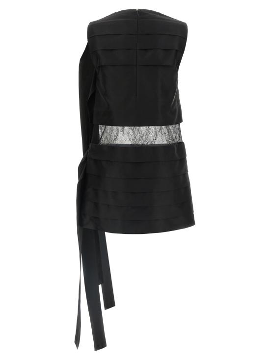  살바토레 페라가모 숏 원피스 페라가모 레이스 장식 실크 드레스 블랙 - SALVATORE FERRAGAMO