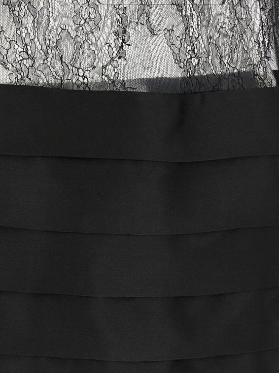  살바토레 페라가모 숏 원피스 페라가모 레이스 장식 실크 드레스 블랙 - SALVATORE FERRAGAMO