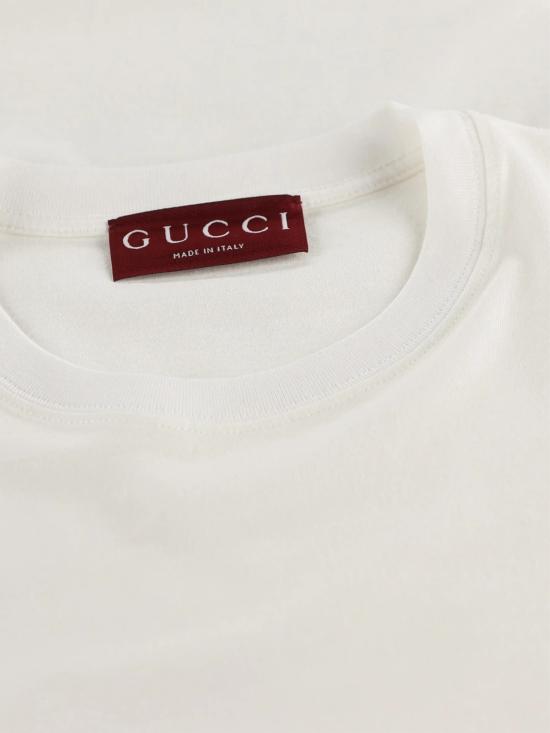 26SS 구찌 프린트 디테일 코튼 저지 티셔츠 856477 XJHQM 9066 WHITE DOM - GUCCI