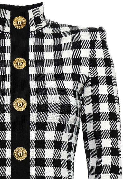  발망 원피스 비쉬 니트 드레스 화이트/블랙 - BALMAIN