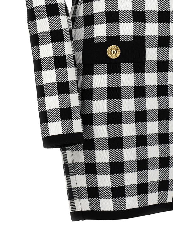  발망 원피스 비쉬 니트 드레스 화이트/블랙 - BALMAIN