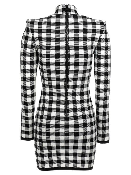  발망 원피스 비쉬 니트 드레스 화이트/블랙 - BALMAIN