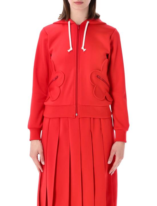  꼼데가르송 스웨터 Comme Des Garçons Girl 지퍼 후디 폴리에스테르 스웨트셔츠 레드
