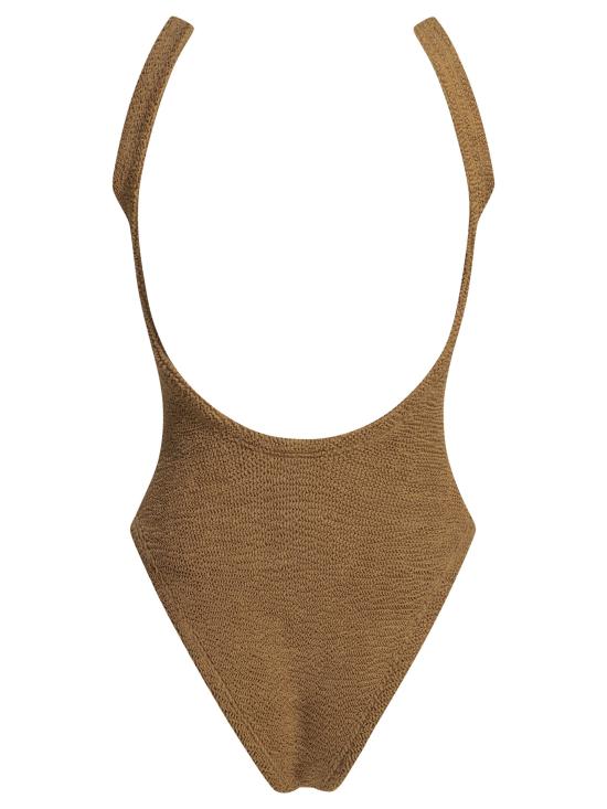 26SS 훈자 지 원피스 수영복 SQUARE NECK SWIMMETALLIC CRINKLEMETALLIC COCOA Brown - HUNZA G