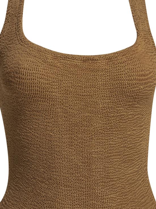 26SS 훈자 지 원피스 수영복 SQUARE NECK SWIMMETALLIC CRINKLEMETALLIC COCOA Brown - HUNZA G
