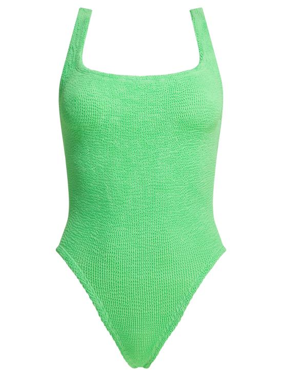 26SS 훈자 지 원피스 수영복 SQUARE NECK SWIMCRINKLELIME Green
