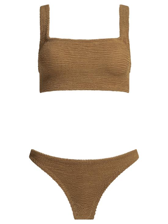 26SS 훈자 지 비키니 수영복 XANDRA BIKINIMETALLIC CRINKLEMETALLIC COCOA Brown