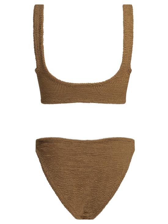 26SS 훈자 지 원피스 수영복 XANDRA BIKINIMETALLIC CRINKLEMETALLIC COCOA Brown - HUNZA G