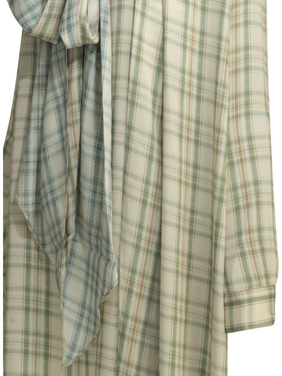 26SS 아크네 스튜디오 체크 비대칭 튜닉 드레스 체크 비대칭 튜닉 드레스 A20931ALG Green - ACNE STUDIOS
