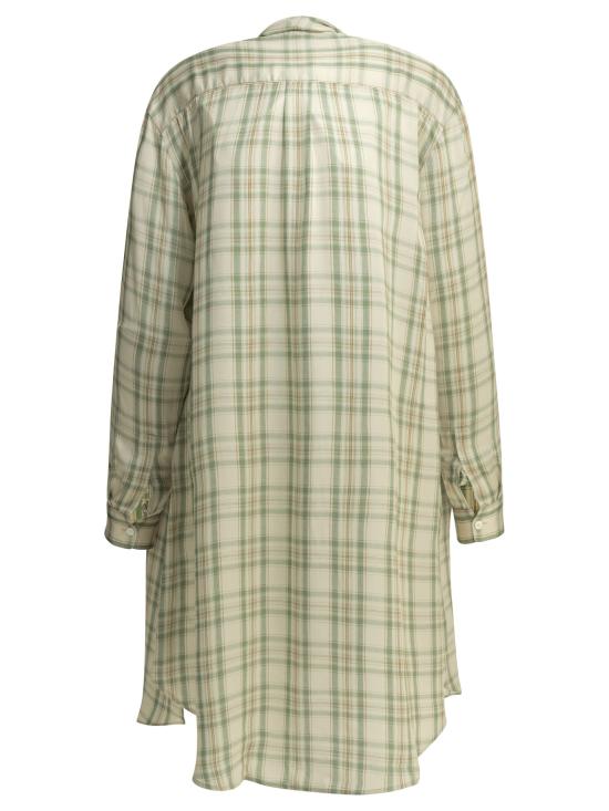 26SS 아크네 스튜디오 체크 비대칭 튜닉 드레스 체크 비대칭 튜닉 드레스 A20931ALG Green - ACNE STUDIOS