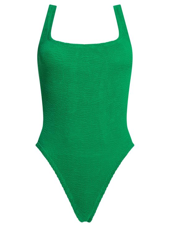 26SS 훈자 지 원피스 수영복 SQUARE NECK SWIMCRINKLEEMERALD Green