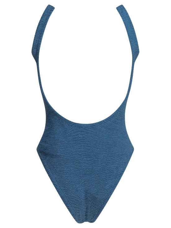 26SS 훈자 지 원피스 수영복 SQUARE NECK SWIMMETALLIC CRINKLEMETALLIC DENIM Blue - HUNZA G