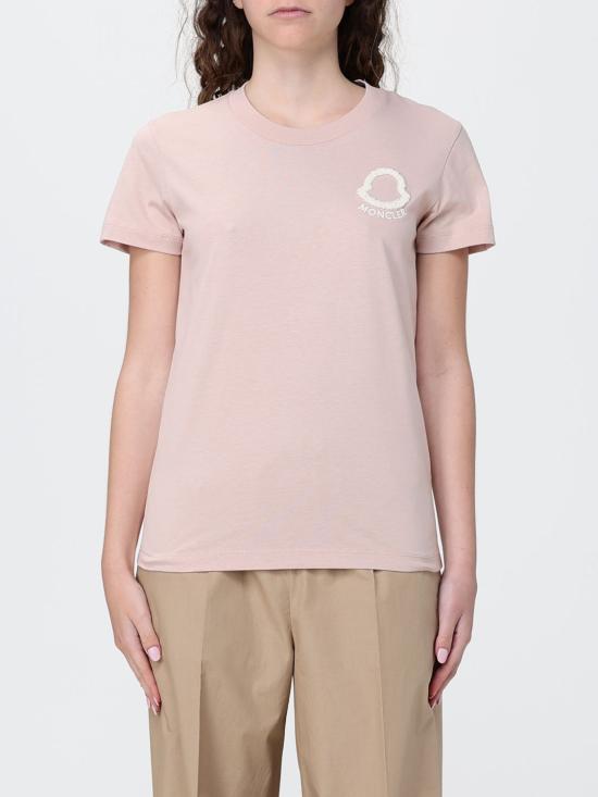26SS 몽클레어 자수 로고 코튼 티셔츠 L10938C0006189AUO 51V Pink