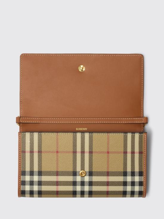 26SS 버버리 체크 체인 스트랩 월렛 8109798 Brown - BURBERRY