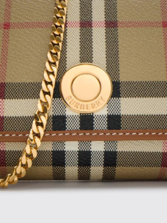 26SS 버버리 체크 체인 스트랩 월렛 8109798 Brown - BURBERRY