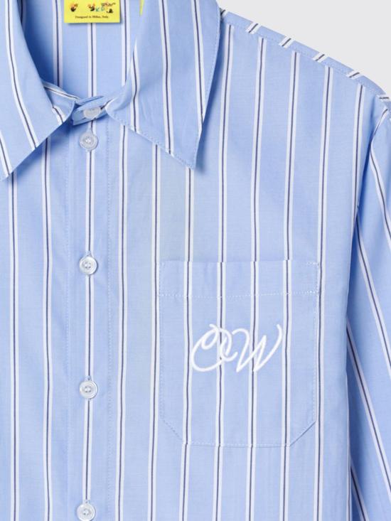 26SS [키즈] 오프화이트 셔츠 OBGA00AS26FAB002 4030 Blue - OFF WHITE