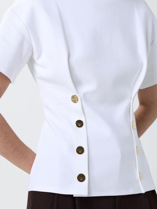 26SS 엘리자베타프랜치 반팔 티셔츠 MA00461E2 270 White - ELISABETTA FRANCHI