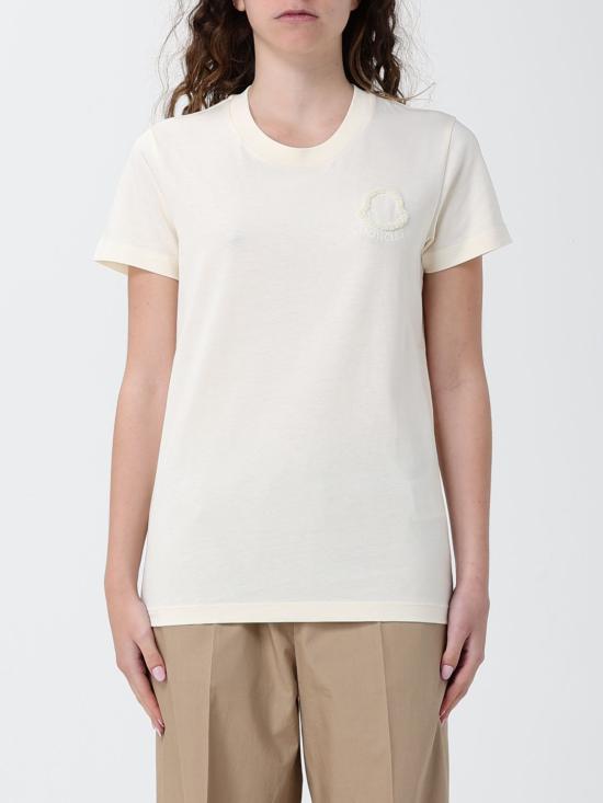 26SS 몽클레어 자수 로고 코튼 티셔츠 L10938C0006189AUO 034 White