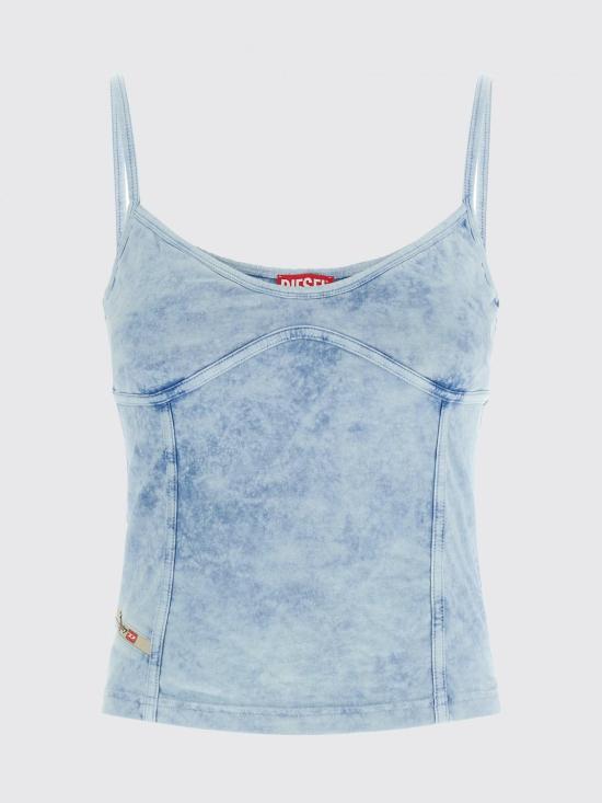 26SS 디젤 T-온니 스트래피 탑 인 데님룩 저지 A183610KIBY 01C Gnawed Blue - DIESEL