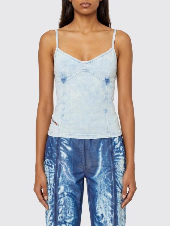 26SS 디젤 T-온니 스트래피 탑 인 데님룩 저지 A183610KIBY 01C Gnawed Blue