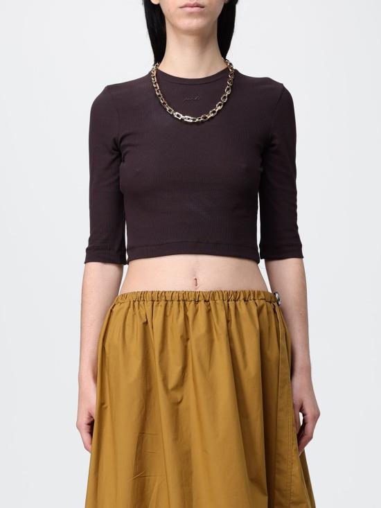 26SS 핑코 반팔 티셔츠 106635A32C M28 Brown