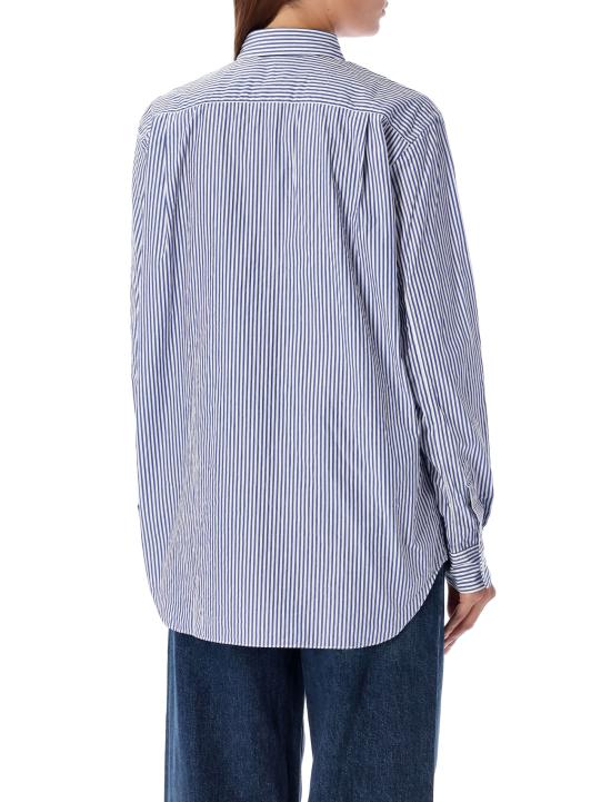 26SS 꼼데가르송 블랙하트 와펜 스트라이프 셔츠 AXB018051 BLUE - COMME DES GARCONS