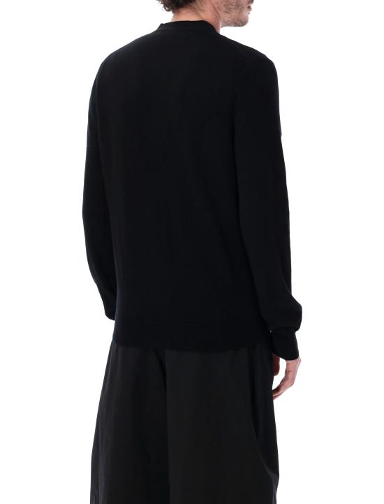 25FW 꼼데가르송 V넥 하트 와펜 가디건 AXN008051 Black - COMME DES GARCONS