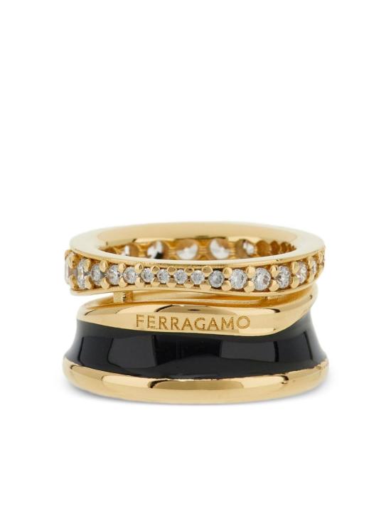 26SS 살바토레 페라가모 반지 760925 790651ORO BLACK CRYSTAL Oro black crystal