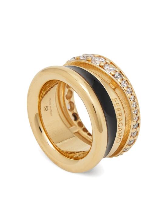 26SS 살바토레 페라가모 반지 760925 790651ORO BLACK CRYSTAL Oro black crystal - SALVATORE FERRAGAMO