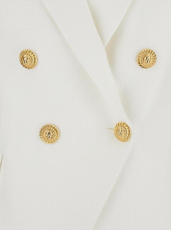  발망 자켓 더블 브레스트 재킷 (피크 라펠 및 로고 버튼 포함) 화이트 - BALMAIN