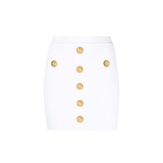 발망 숏 스커트 스트레치 미니 스커트 화이트 - BALMAIN