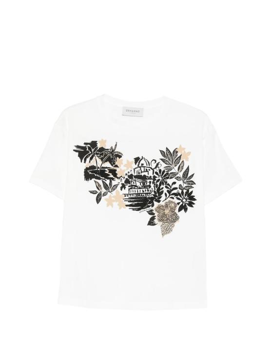 26SS 에르마노 피렌제 반팔 티셔츠 D48EL040EE9 MFB63 Off white ecru nero