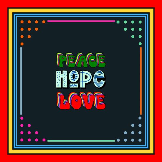  두샨트 머플러/스카프 . 아치 반다나 34번 평화, 희망, 그리고 사랑