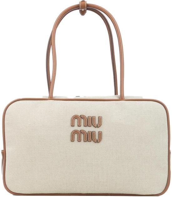 26SS 미우미우 캔버스 & 가죽 보 백 5BB163VOOOACRNF062F DIVERS