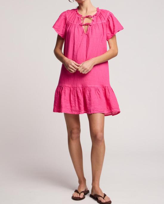  벨벳 숏 원피스 리비 드레스 핑크