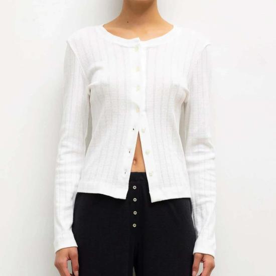  리셋 가디건 레셋 포인텔 클래식 크루 카디건 화이트