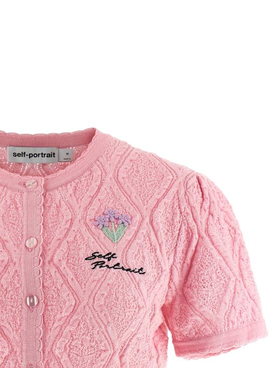  셀프 포트레이트 가디건 포인트엘 니트 탑 핑크 - SELF PORTRAIT