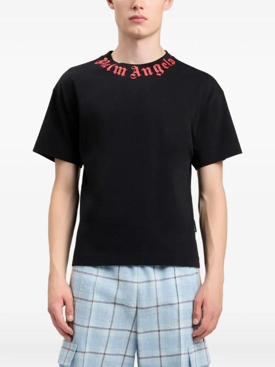 26SS 팜앤젤스 반팔 티셔츠 PMAA109S26JER008 BLACK RED - PALM ANGELS
